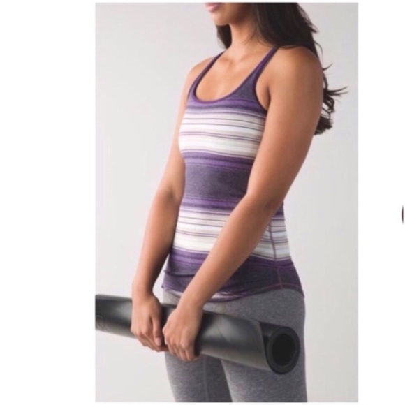 Lululemon Stripe Racerback Fitted Tank Tops In Purple - Picture 7 of 7
